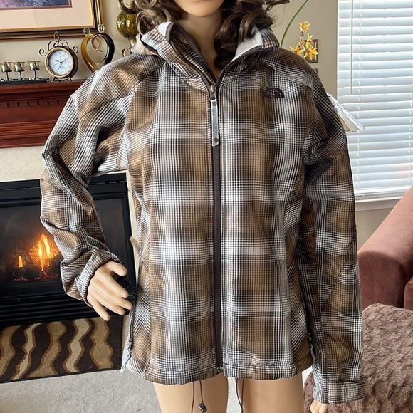 The North Face Morgan TNF Apex Brown Plaid Ski Snowboard Zippered Hooded Jacket - Picture 9 of 16